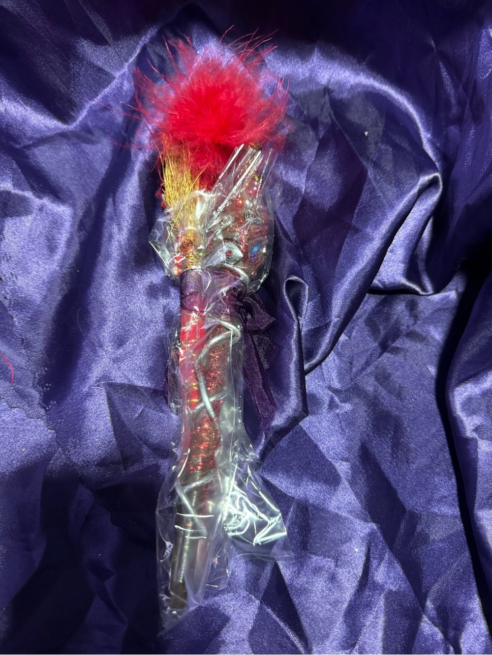 Handmade wand and broom Pen set with Red Feather Top